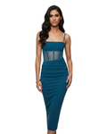 Mayi Mesh-Panel Corset Midi Dress