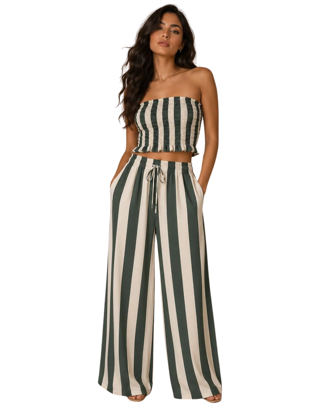 Miriam Striped Bandeau & Trousers Set
