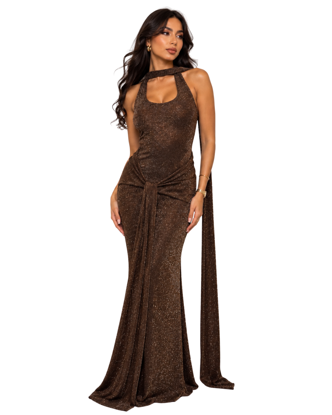 Talia Shimmer Halter Maxi Dress