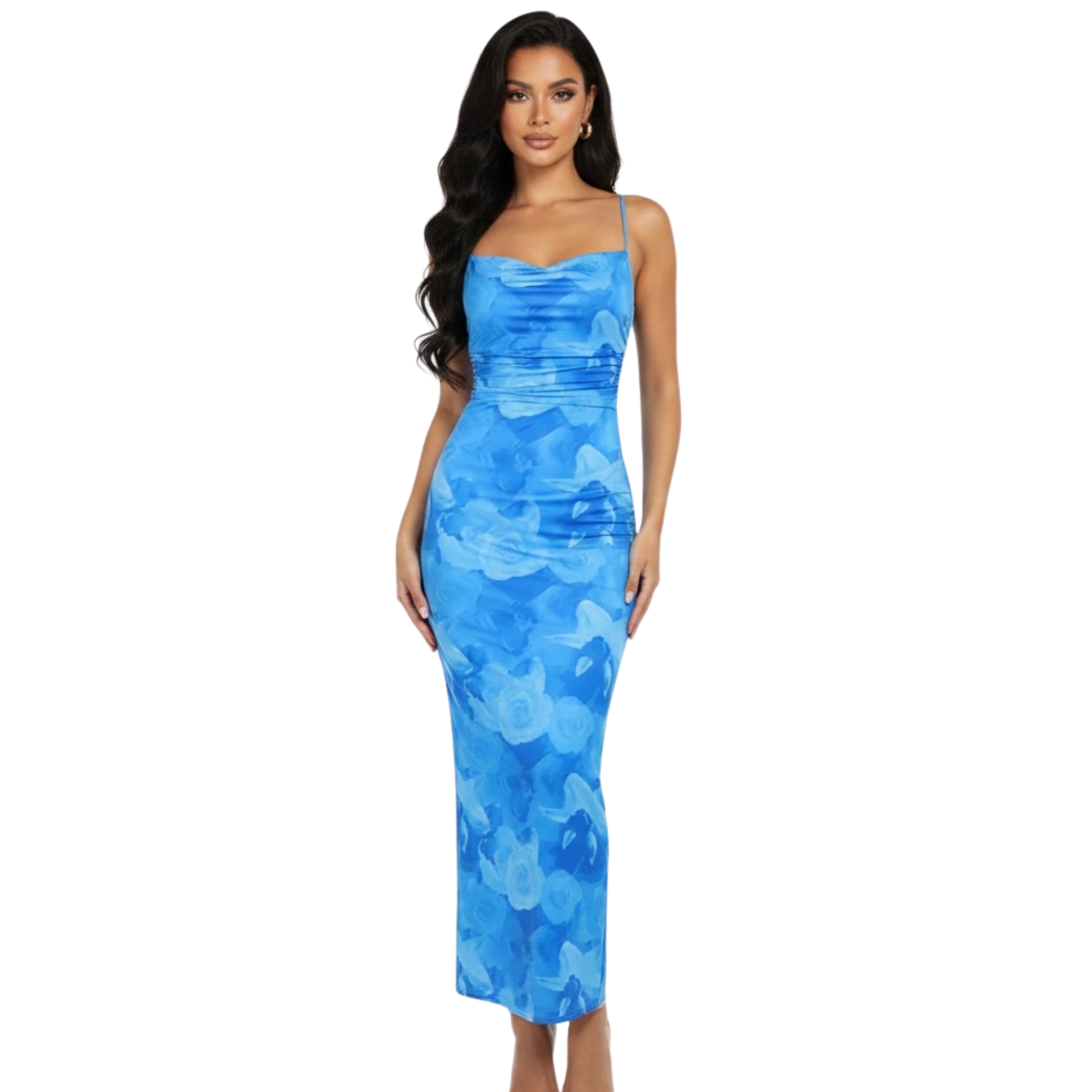 Maya Ocean Cowl Maxi Dress