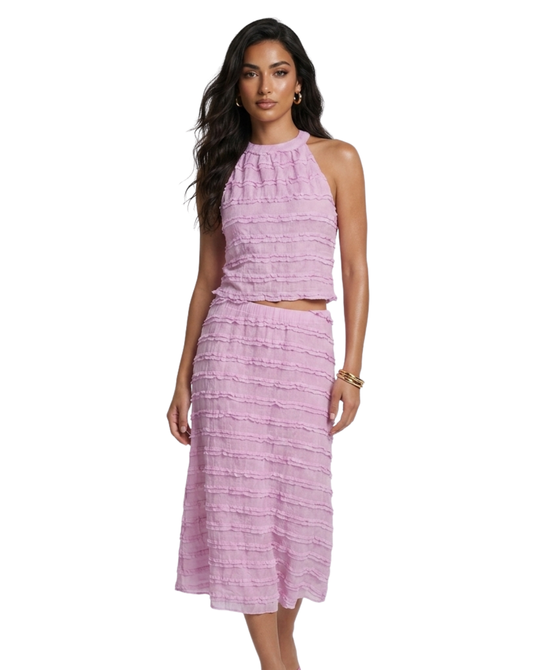 Valencia Ruffled Top & Midi Skirt Set