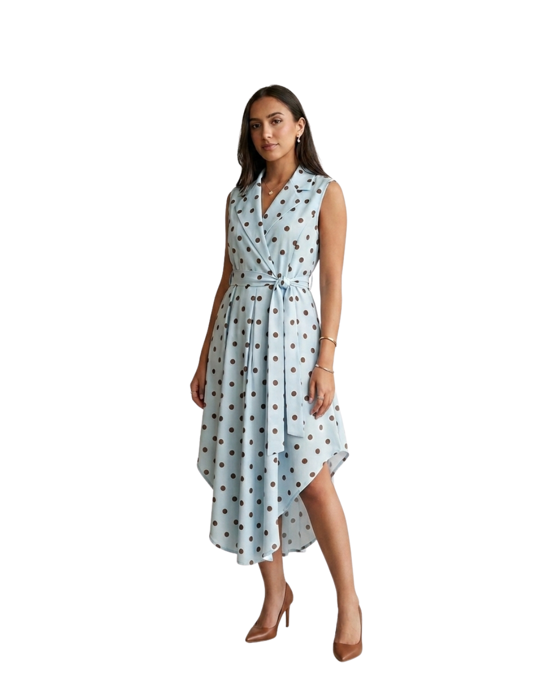 Riviera Polka Dot Sleeveless Midi Dress